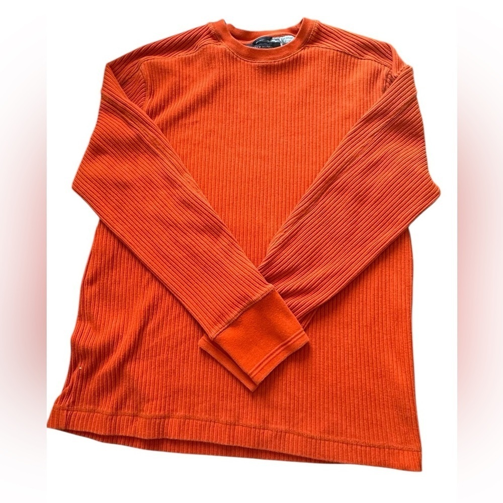 Tommy Hilfiger Men's Long Sleeve 100% Cotton Knit Sweater Shirt Orange Size M